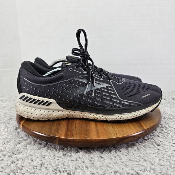 Brooks Mens 11.5D Adrenaline GTS 21 Black Gray Athletic Gym Daily Running Shoe - Picture 3 of 12